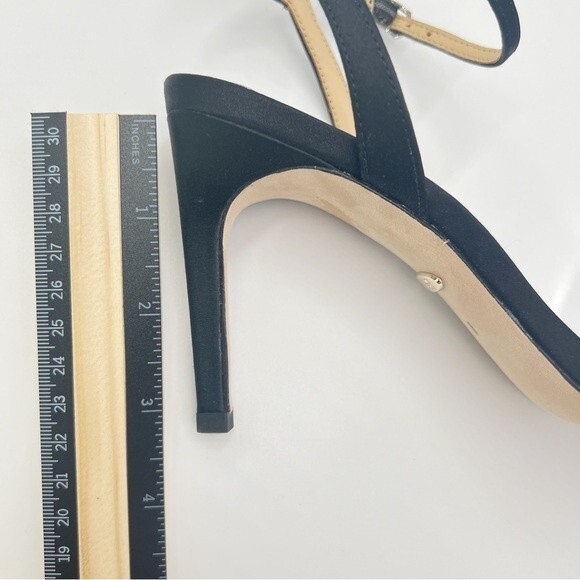 Badgley Mischka Size 6 Rider Black Satin Jeweled‎ Dress Sandals Heels Shoes - Picture 13 of 14